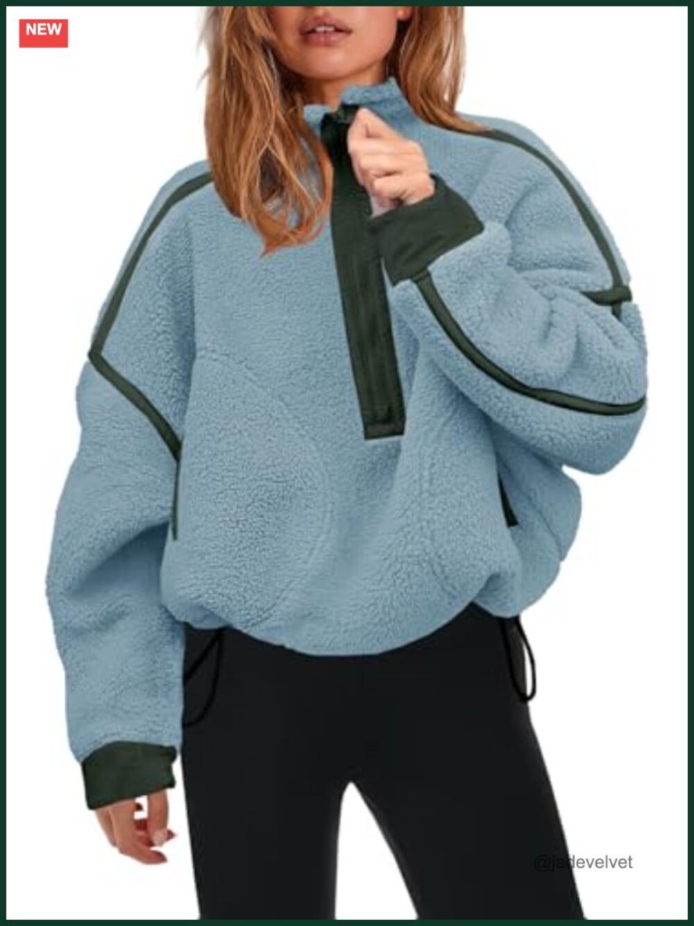 Half Zip Fleece Pullover Sherpa Jacket Zip Pockets Women